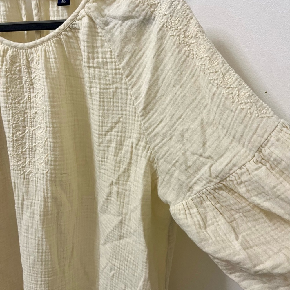 Ease into spring with this beautifully draped, boho, textured cream top - Picture 2 of 5